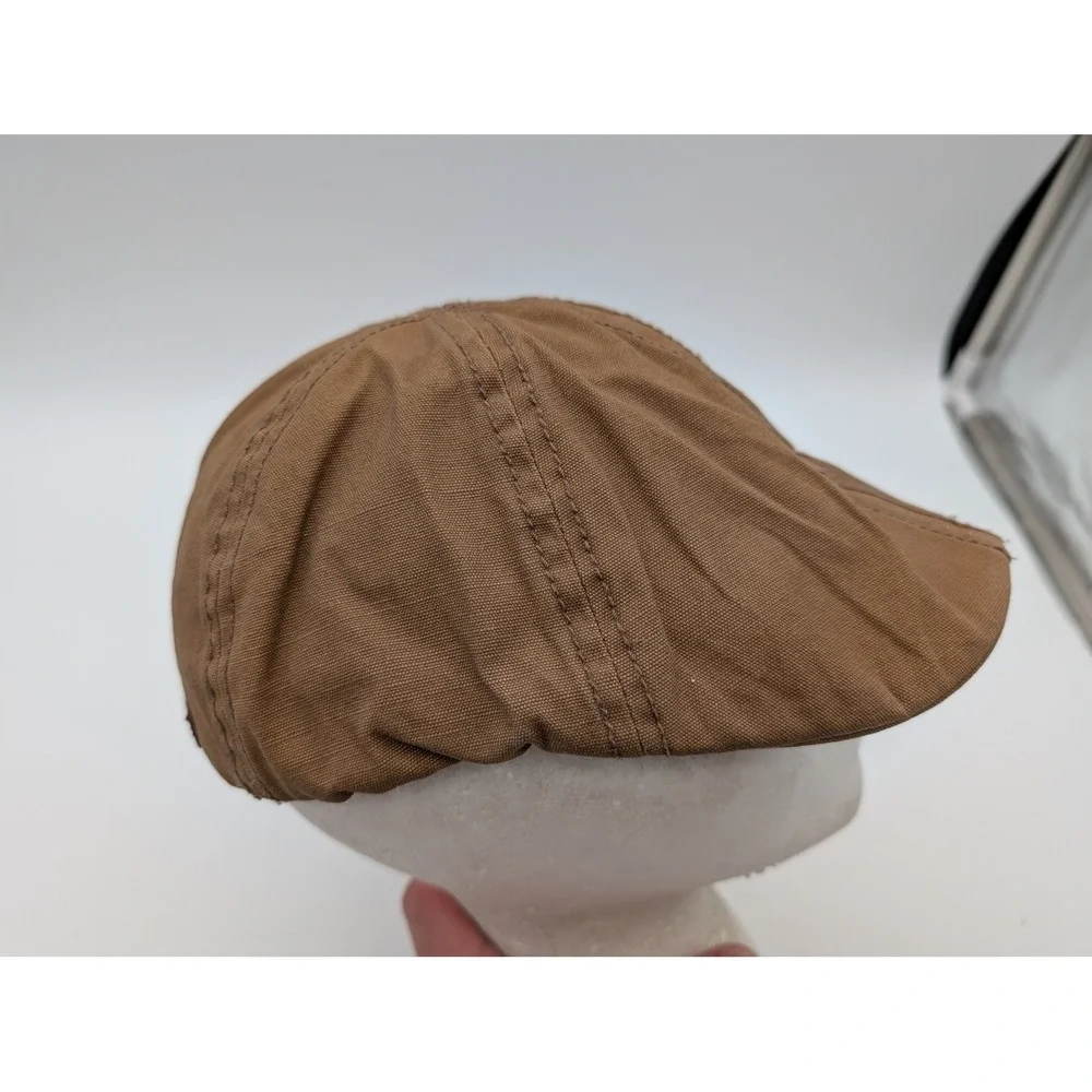 Levis Mens Brown Canvas Flat Cap Ivy Newsboy Hat Leather Logo Patch